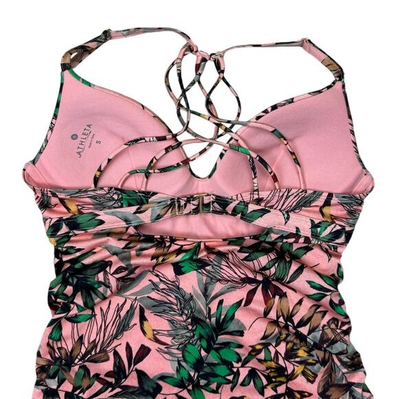 Athleta Aqualuxe Pink Tropical Botanical Print Molded Tankini Swimsuit Top - Picture 6 of 9